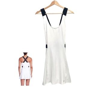 Prince White Black Fashion Cross Strap Tennis Dress w/ Undershorts Large NWT